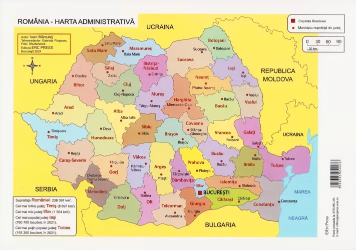 Plansa: Romania. Harta Administrativa