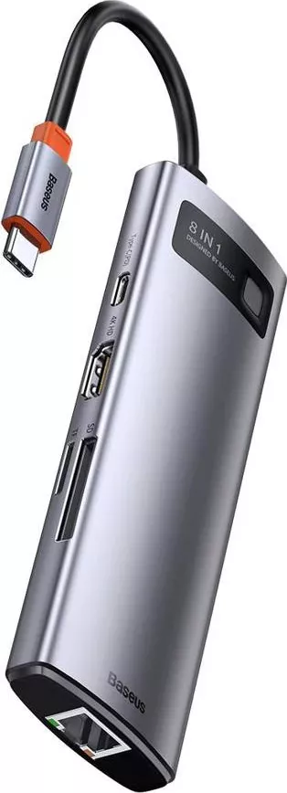 Docking Station Baseus Metal Gleam, conectare PC USB Type-C, 8 in 1, Gri — imaginea 4