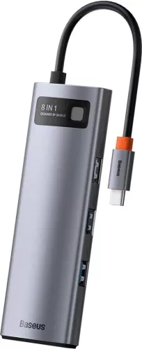 Docking Station Baseus Metal Gleam, conectare PC USB Type-C, 8 in 1, Gri — imaginea 3