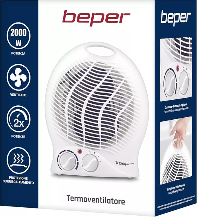 Beper BP203202, 2000 W, 2 trepte de putere, Alb — imaginea 5