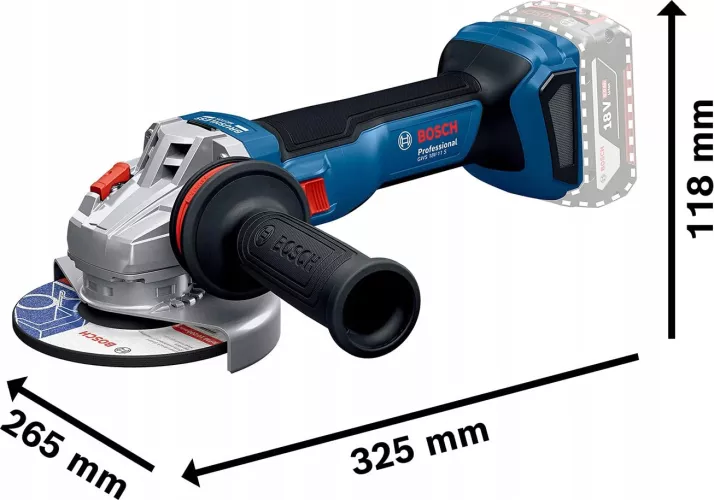 Polizor unghiular pe acumulator Bosch Professional GWS 18V-11 S, 18 V, 9000 RPM, 125 mm diametru disc, M14 arbore de șlefuit, apărătoare, piuliță fixare rapidă, mâner auxiliar, flansa prinde — imaginea 5