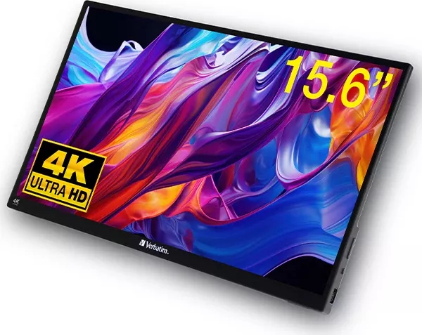 portabil touchscreen Verbatim 15.6" IPS Ultra HD 4K negru suport inclus