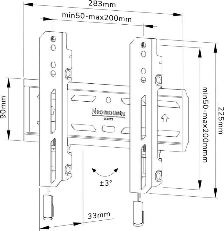 Suport Perete Neomounts WL30S-850BL12, 24"-55", 50 kg Negru — imaginea 6