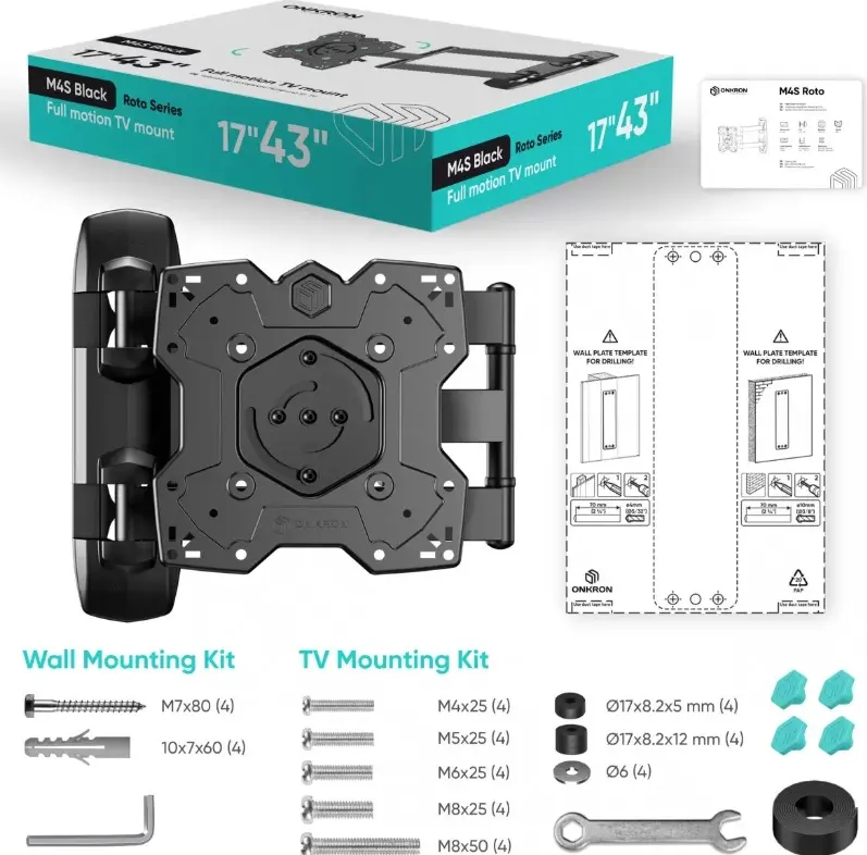 Suport Perete Onkron M4SR-B 17" - 43" 35 Kg (Negru) — imaginea 4