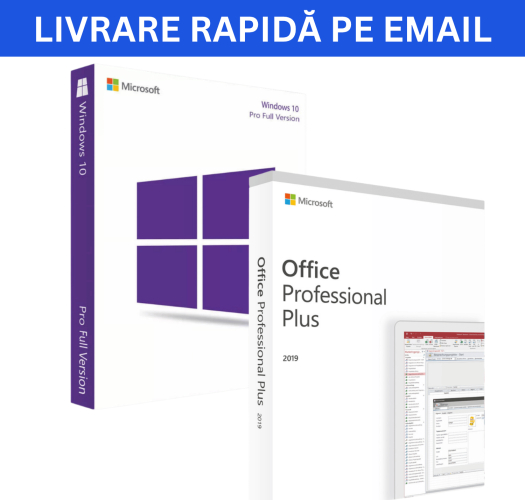 Pachet Windows 10 Pro + Office 2019 Pro Plus - Licente Permanente