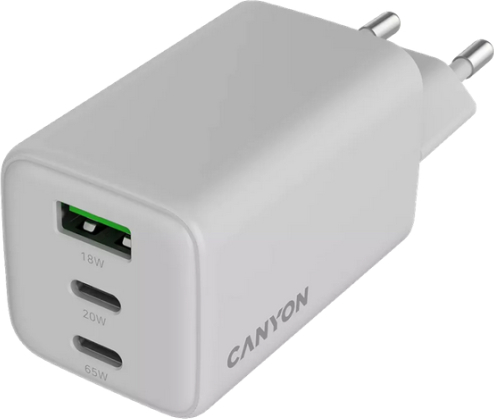 Incarcator rețea Canyon CNS-CUW65ACC 2 x USB-C 1 x USB 65W White — imaginea 3