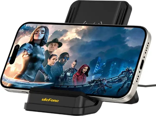 Stand Incarcate Wireless Ulefone UF-WCS01 50 W USB Type-C Twin Coil Răcire cu ventilator (Negru) — imaginea 4