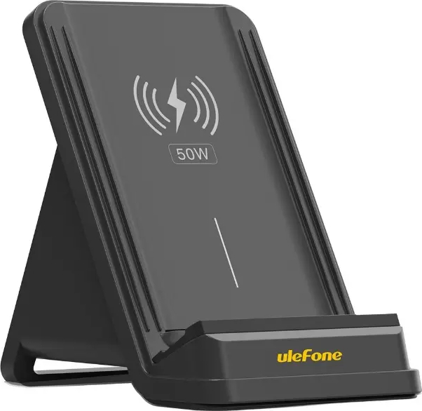Stand Incarcate Wireless Ulefone UF-WCS01 50 W USB Type-C Twin Coil Răcire cu ventilator (Negru) — imaginea 6