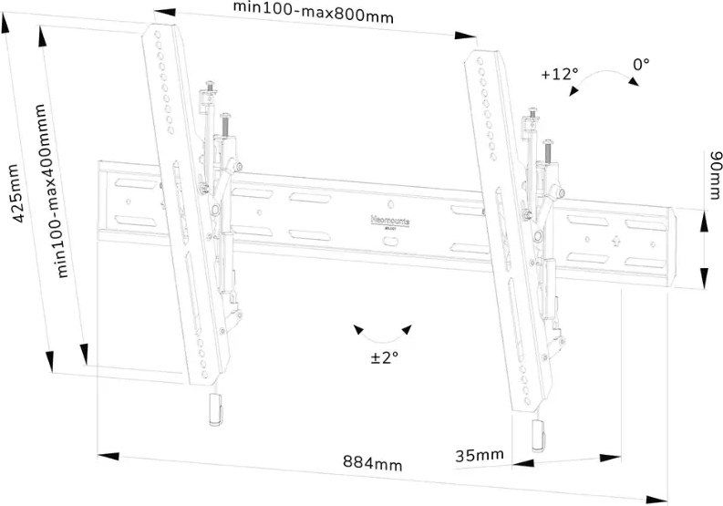 Suport Perete Neomounts WL35S-850BL18 43"-98" 100 kg (Negru) — imaginea 6