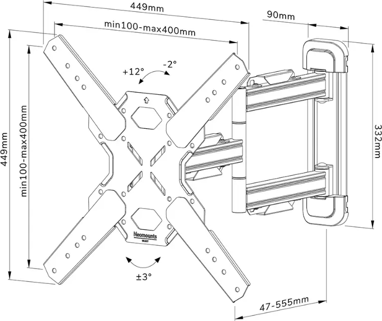 Suport Perete Neomounts WL40S-850BL14 32''-65'' 40 kg (Negru) — imaginea 6