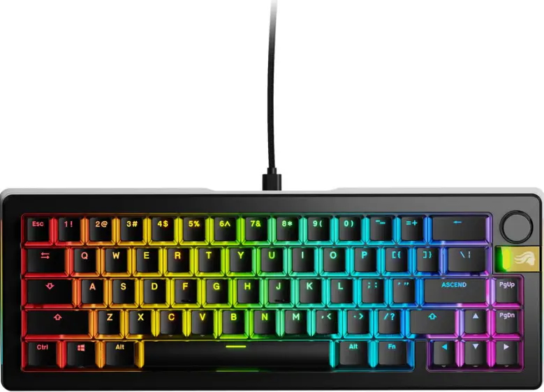 Tastatura Mecanica Glorious GMMK 3 PRO HE 65% Prebuilt USB-C Fox HE Switches US Layout 66 Taste Negru — imaginea 3