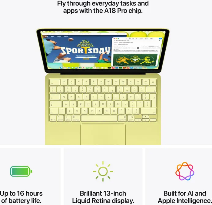 Macbook Roz Laptop Apple MacBook Neo 13 Procesor Apple A18 Pro 6-core CPU 5-core ...