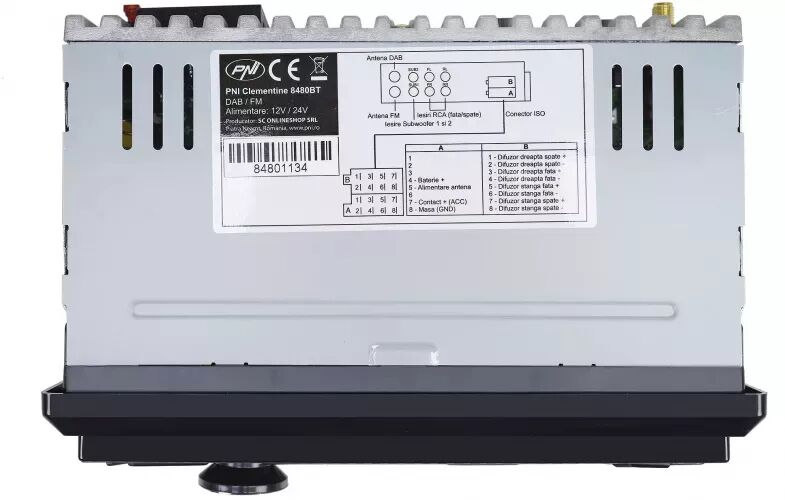 Autoradio DAB PNI Clementine 8480BT | 4x45W, 1 DIN, Bluetooth, USB, AUX, RCA, Ricarica Telefono 1.5A