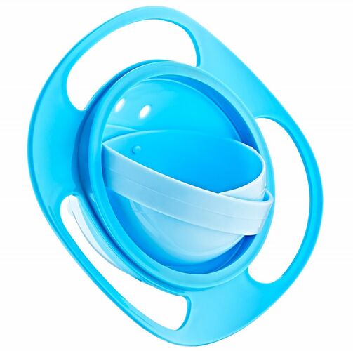 Bol multifuncțional cu capac și rotire 360 grade BabyJem Amazing Bowl (Culoare: Bleu) — imaginea 5