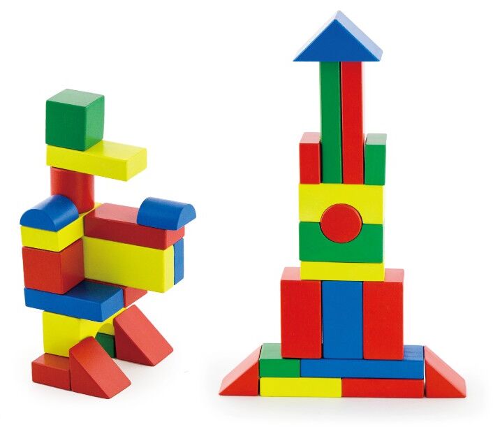 Cuburi de construit din lemn colorate 3.5 cm 50 buc