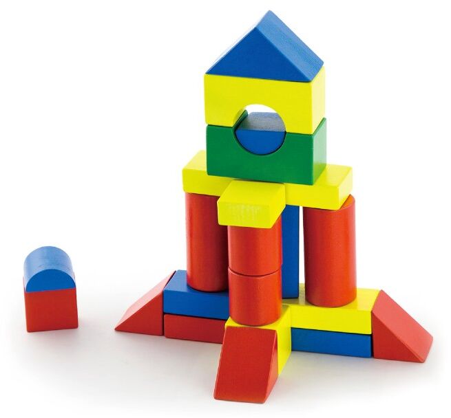 Cuburi de construit din lemn colorate 3.5 cm 50 buc