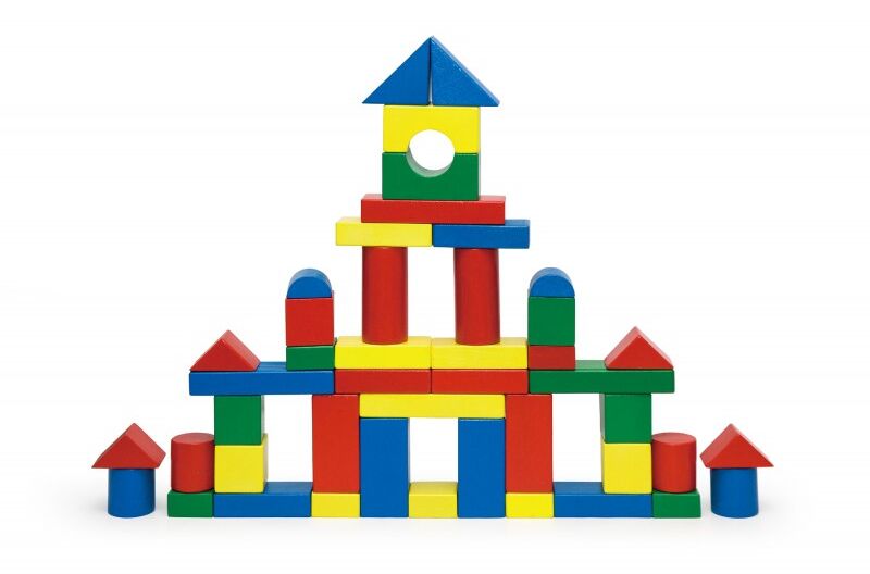 Cuburi de construit din lemn colorate 3.5 cm 50 buc