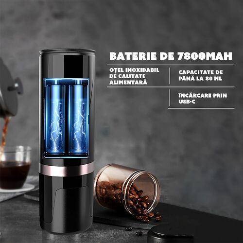 Minipresso CYBERDUST Espressor Portabil Alb Compatibil Cafea Macinata si