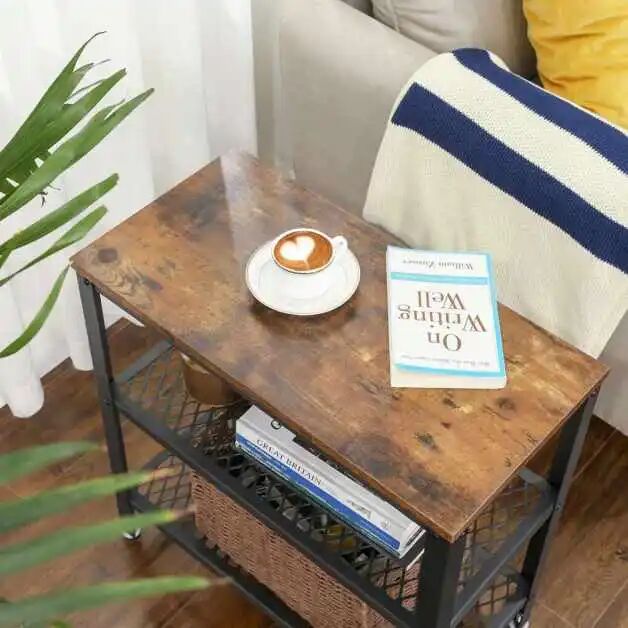 VASAGLE Masa de cafea laterala cu 3 nivele cadru din otel 60x30x60cm ...