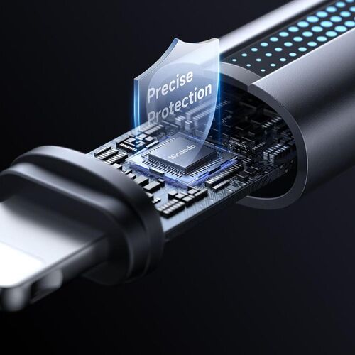 Cablu de date Mcdodo CA-5660 USB-A la Lightning Fast Charging 3A LED 1.2m Negru — imaginea 6