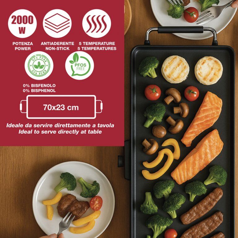 Beper P101BBQ070 Teppanyaki Grill XL 70 x 23 cm 2000W — imaginea 5