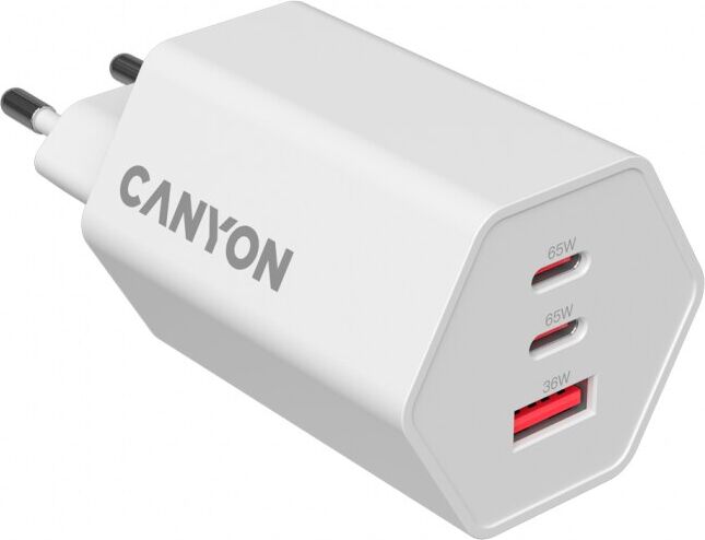 Incarcator rețea Canyon CND-CHAHEX65W 65 W 2x USB Type-C USB-A Alb — imaginea 4