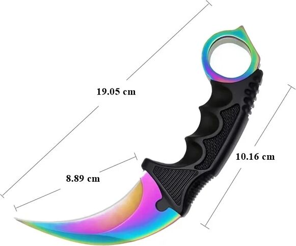 Set două cuțite karambit 19 cm multicolor teacă inclusă — imaginea 5