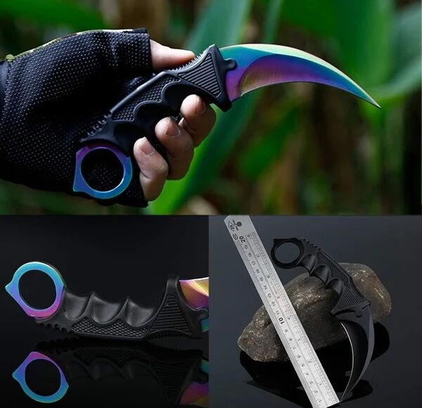 Set două cuțite karambit 19 cm multicolor teacă inclusă — imaginea 6