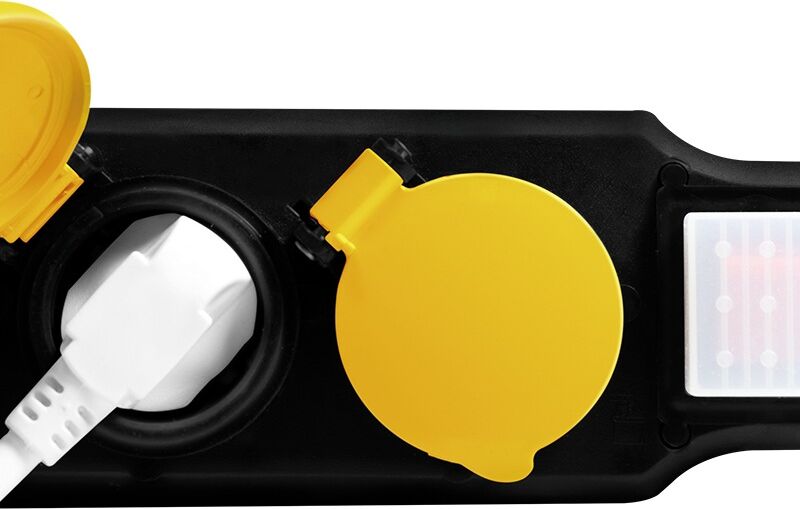 Prelungitor Logilink LPS256 6 prize Schuko conectare Schuko tata cablu 1.5 m 16 A protecție stropire cu apa Negru/Galben — imaginea 6