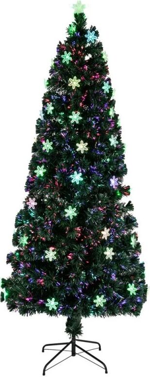Brad artificial, cu fibră optica și fulgi de zăpadă, 180 cm, luminează multicolor — imaginea 3