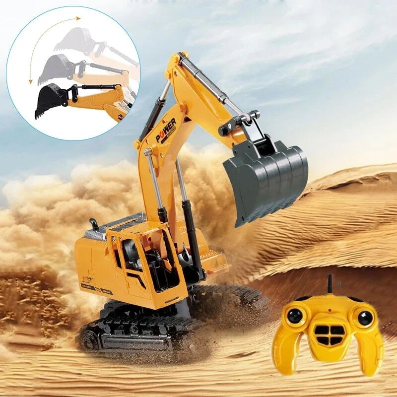 Excavator cu telecomanda 7 canale, reîncărcabil usb, 18x13.5x33.5 cm, rotire 360 grade — imaginea 3