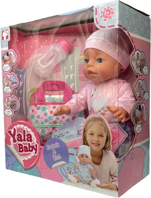 Papusa interactiva, bebeluș care bea apa și face pipi, 6 accesorii, biberon, oliță, 35 cm — imaginea 5