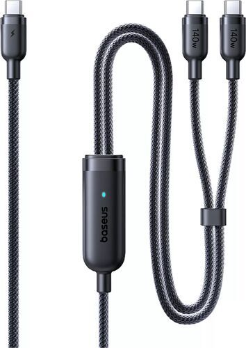 Cablu Baseus Flash 4 140W 2-in-1 Fast Charging USB-C, 1.5m, Negru — imaginea 3