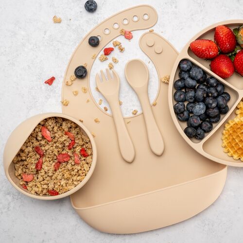 Set Diversificare, AppeKids, 100% Silicon, Classic - Bubble Beige — imaginea 5