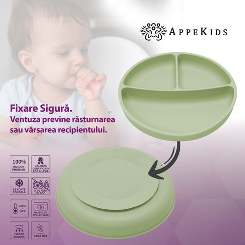 Set Diversificare, AppeKids, 100% Silicon, Classic - Raw Green — imaginea 4