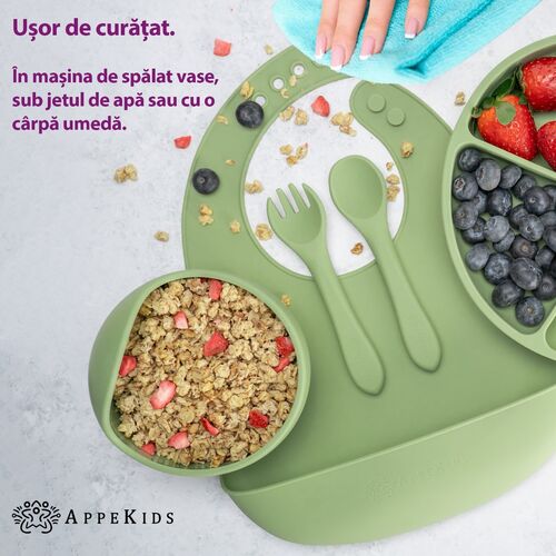 Set Diversificare, AppeKids, 100% Silicon, Classic - Raw Green — imaginea 5