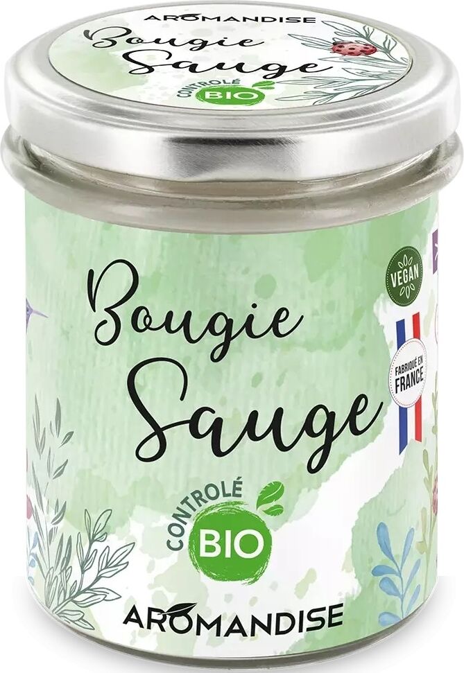 Lumânare parfumata bio salvie vegana 150g Aromandise — imaginea 2