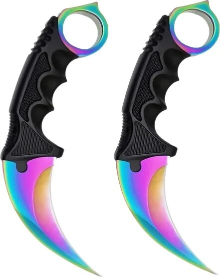 Set două cuțite karambit 19 cm multicolor teacă inclusă — imaginea 3