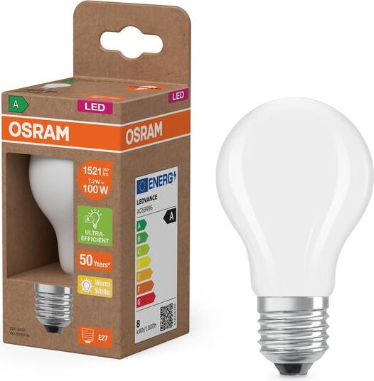 Bec LED Osram Classic A60, Ultra Efficient Light, E27, 7.2W (100W), 1521 lm, lumina caldă (3000K) — imaginea 3