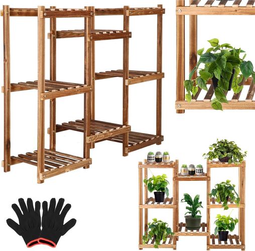 Stand de flori din lemn cu 8 etajere suport GA198, 85x70cm — imaginea 4