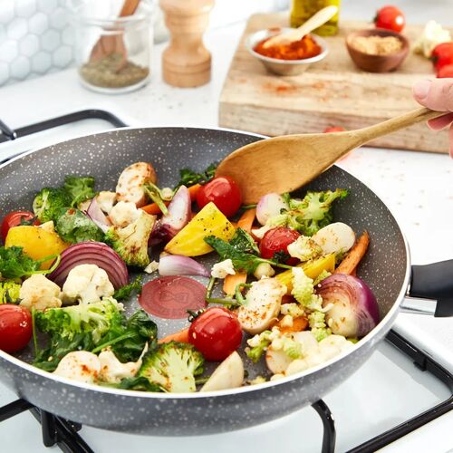 Tigaie wok Tefal Cook Natural B5791902, 28 cm, înveliș antiaderent Mineralia, indicator Thermo-Signal™, gri — imaginea 6