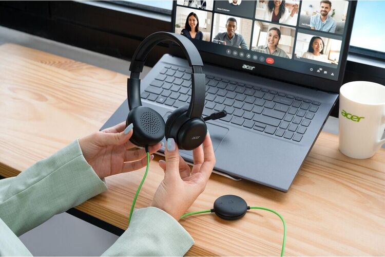 Căști Stereo PC Acer AHW250 Microfon Cablu 2m (Negru) — imaginea 6