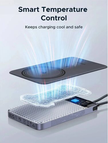 Baterie externă Ugreen MagFlow Air 10.000 mAh, Wireless, 15W, Qi, compatibilă MagSafe, Gri — imaginea 5