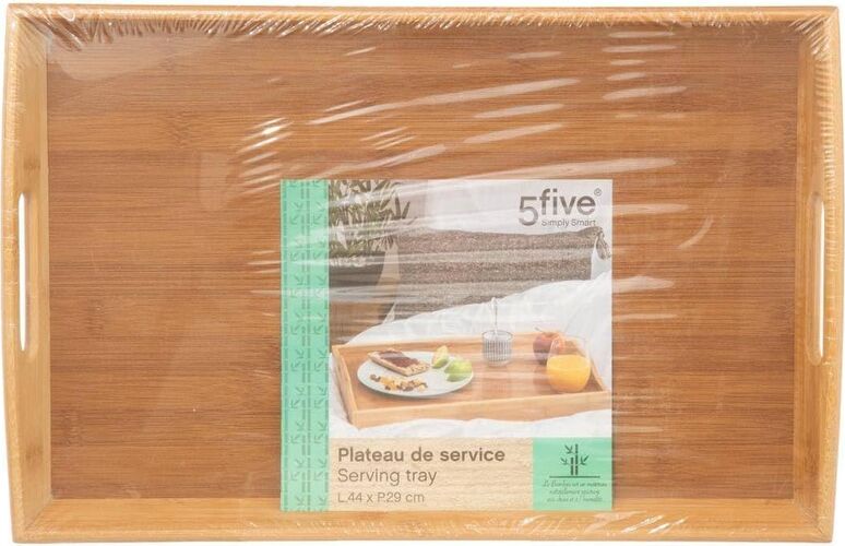 Tava servire 5Five dreptunghiulară din bambus 44x29 cm maro natur — imaginea 6