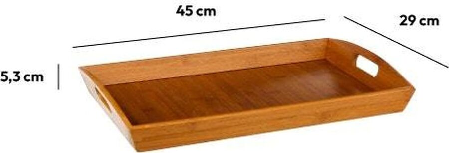 Tava servire 5Five dreptunghiulară din bambus 44x29 cm maro natur — imaginea 4