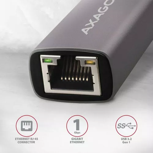 Adaptor Axagon ADE-TR USB la RJ45 metalic Gri ade-tr - cel.ro