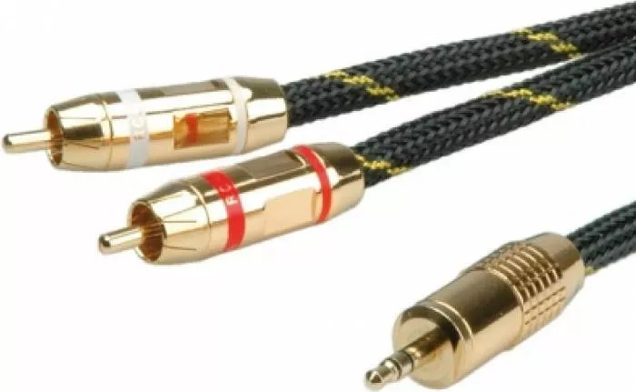 Cablu audio Roline Jack 3.5mm Stereo la 2 x RCA ecranat 5m 11.09.4276-5 ...