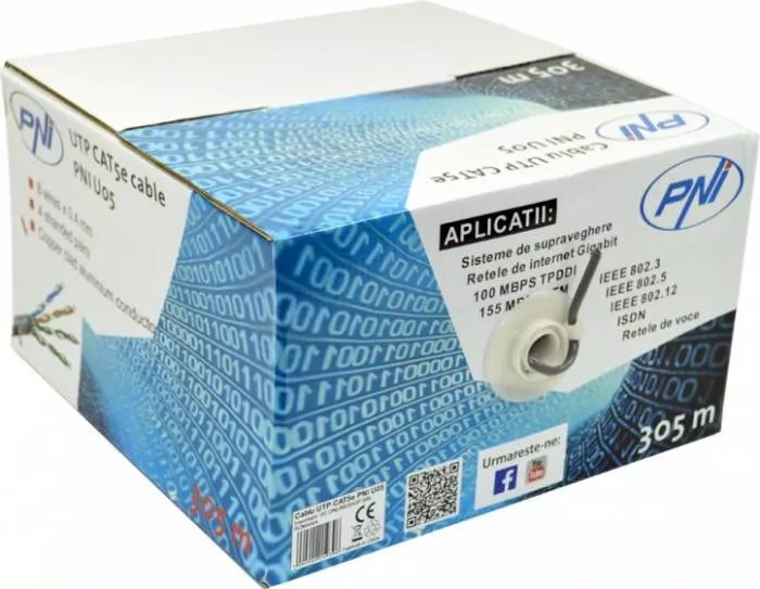 Cavo Ethernet LAN CAT5e PNI U05 - 305 Metri Per Reti Gigabit E Sistemi Di Sorveglianza - Foto 8