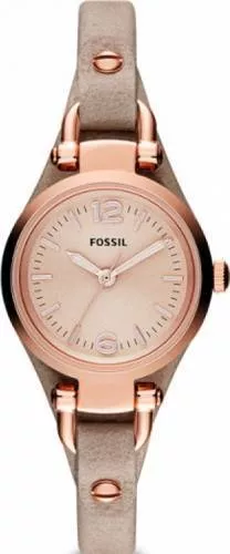 Fossil Georgia Watch for Women, Quartz Movement with Three Hands and a Leather Strap : Fossil