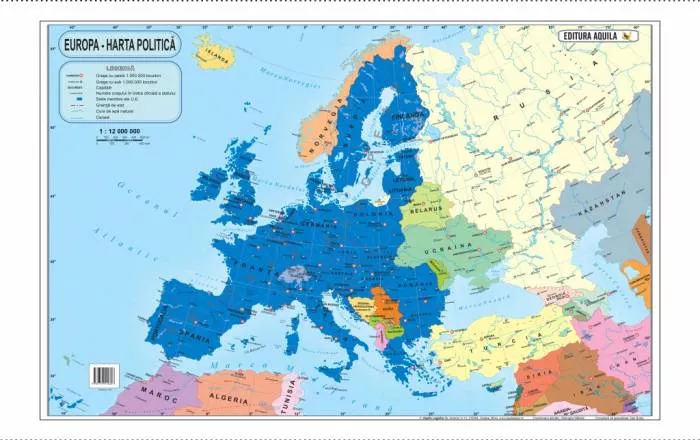 Harta Politica A Europei Harta Fizica A Lumii 50 X 70 Cm 9789737147851
